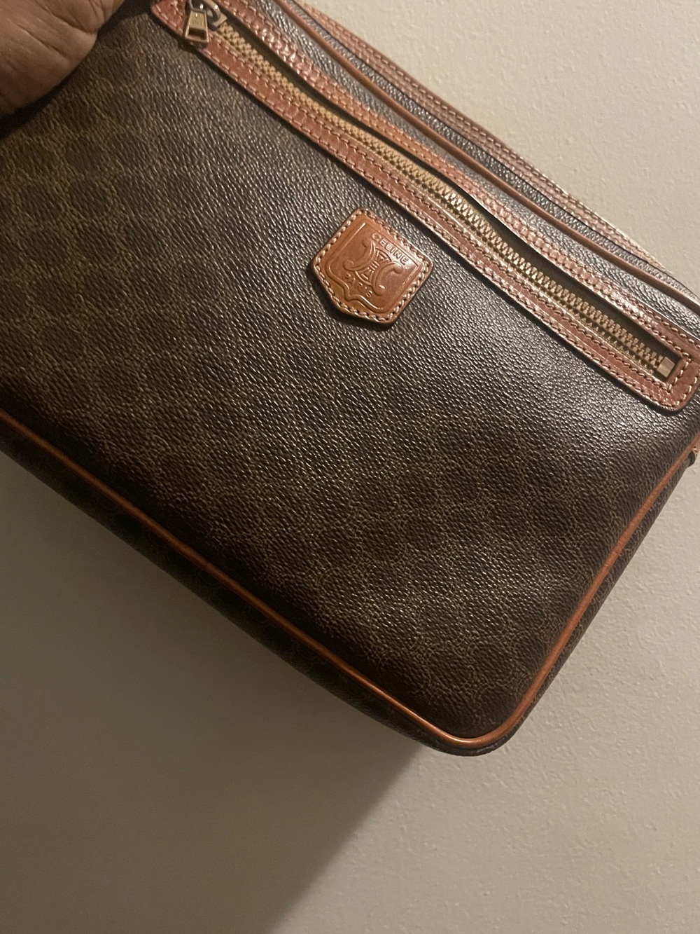 Authentic Vintage Celine Macadam Clutch Wristlet/ Zip closure & Front zip pocket - Picture 7 of 17